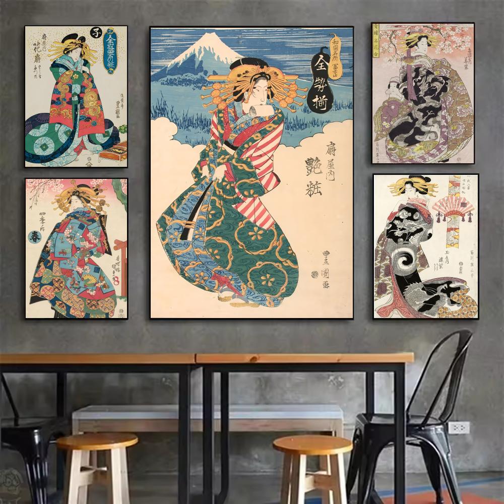 Interior Design Poster - Retro Japanese geisha Poster Minimalist Easy-Apply