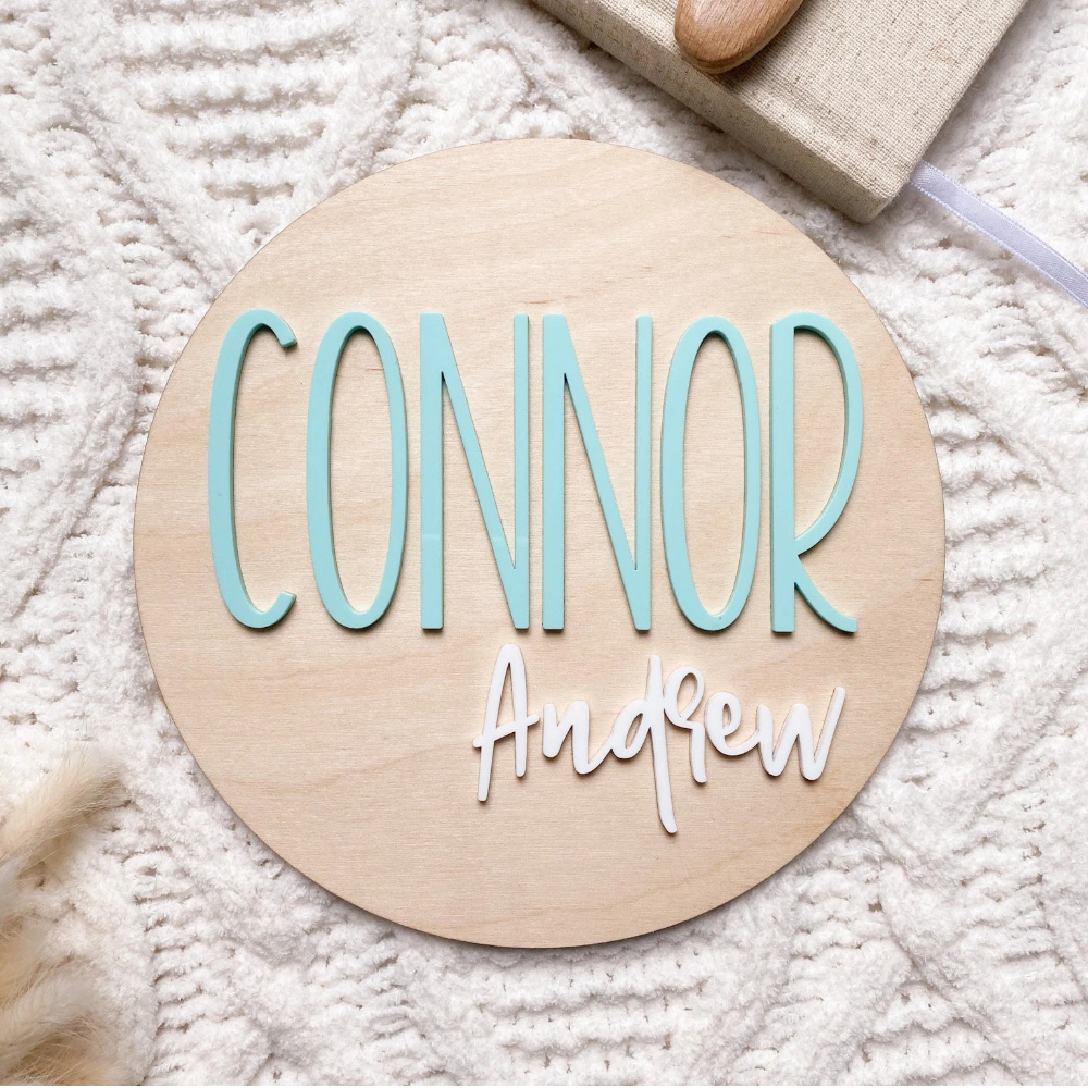 Interior Design Names - Personalised Birth Announcement Plaque - Wood
