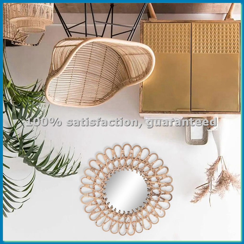 Rattan Mirror Round - 40Cm Nordic Wicker Wall-Mounted Mirror Rattan