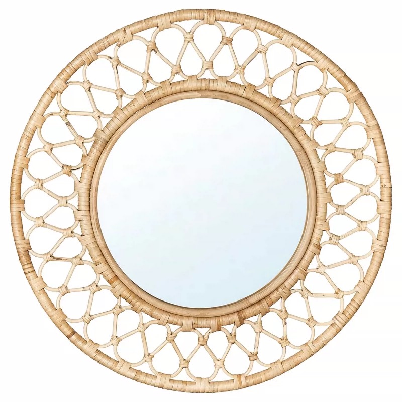 Rattan Mirror Round - Round Rattan Wall Mirror, Natural Woven