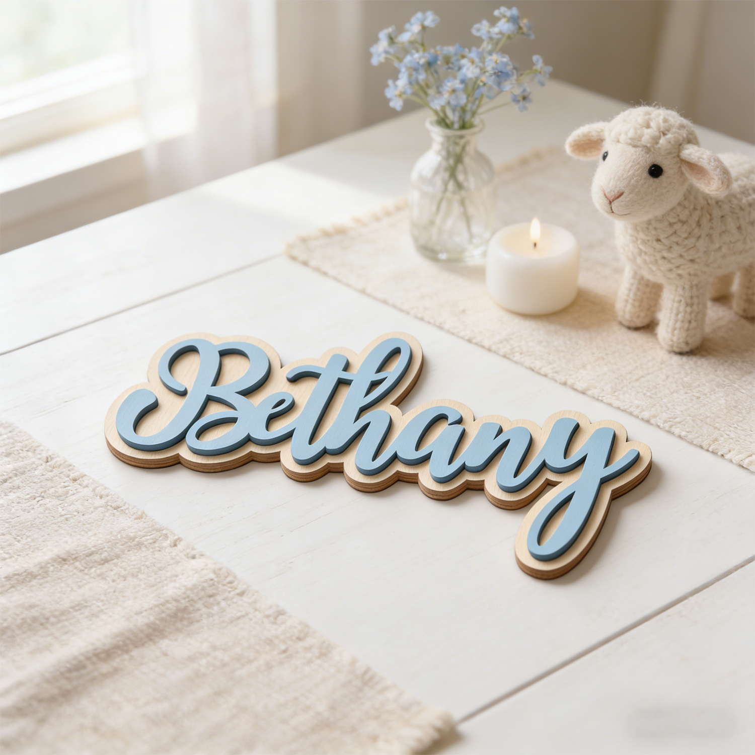 Interior Design Names - 1 Personalized Double-layer Wooden Name Tag,