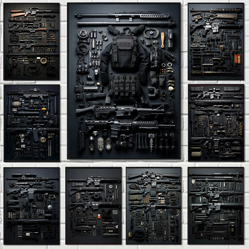 Interior Design Poster - Gun Accessories Posters Wall Art Canvas