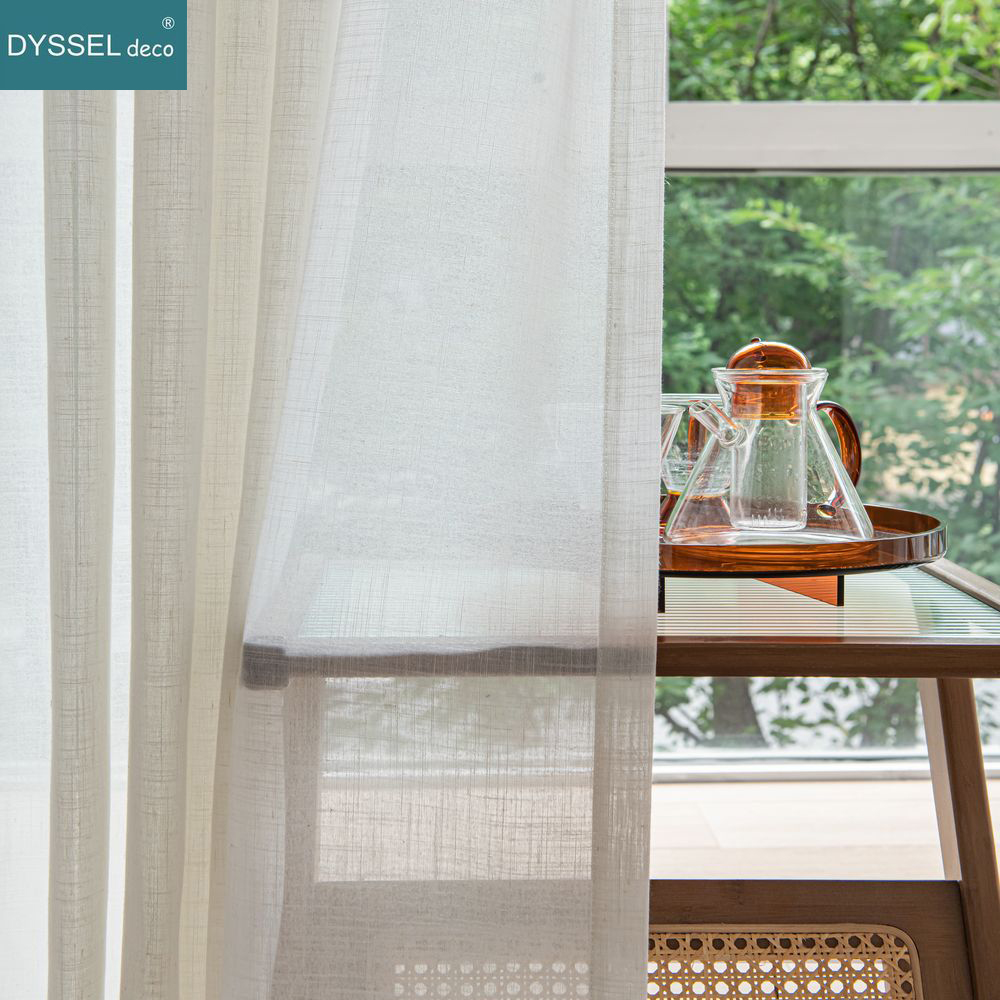 Linen Curtain Eyelet - Modern White Linen Solid Sheer European