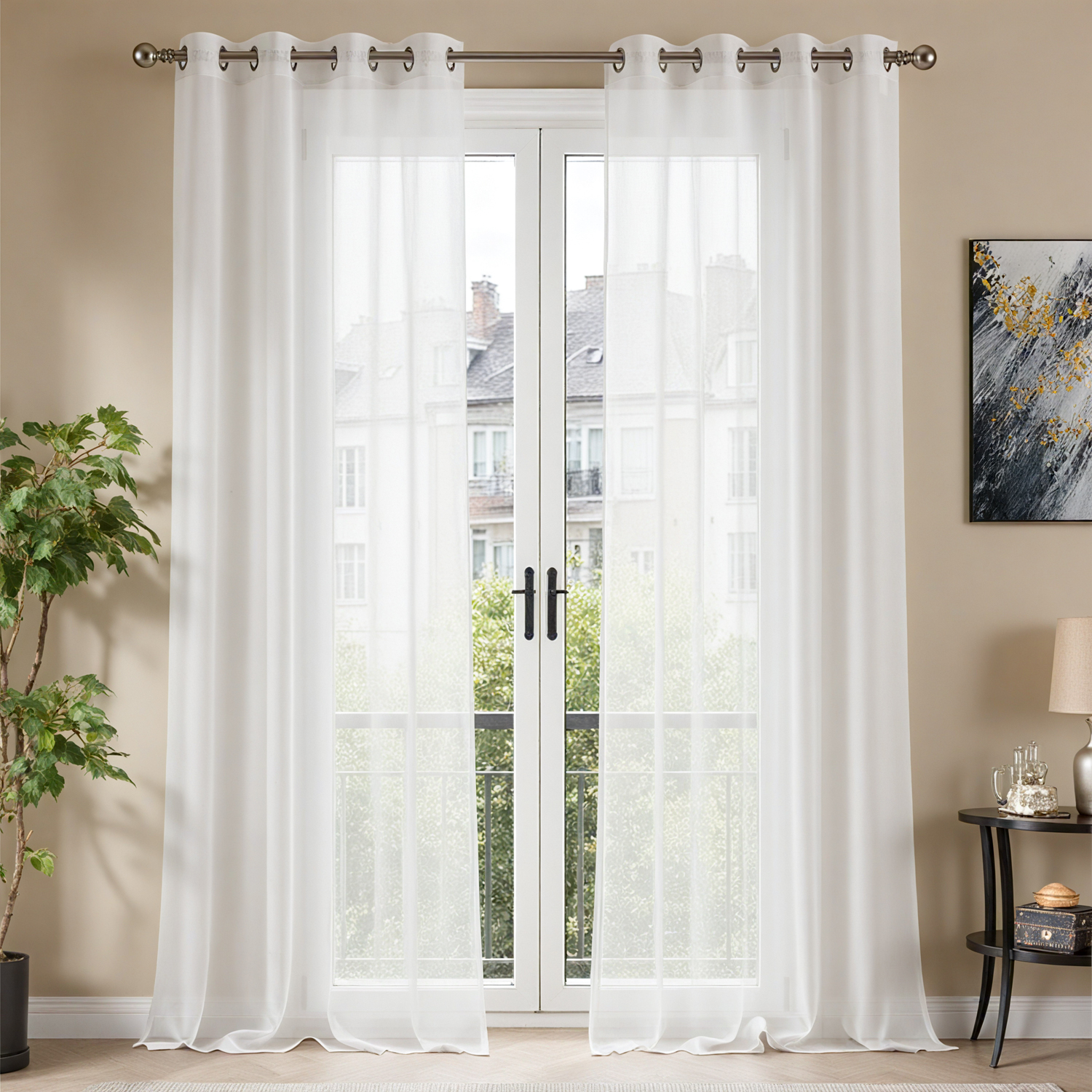 Linen Curtain Eyelet - White Sheer Voile Curtains Grommet Eyelet
