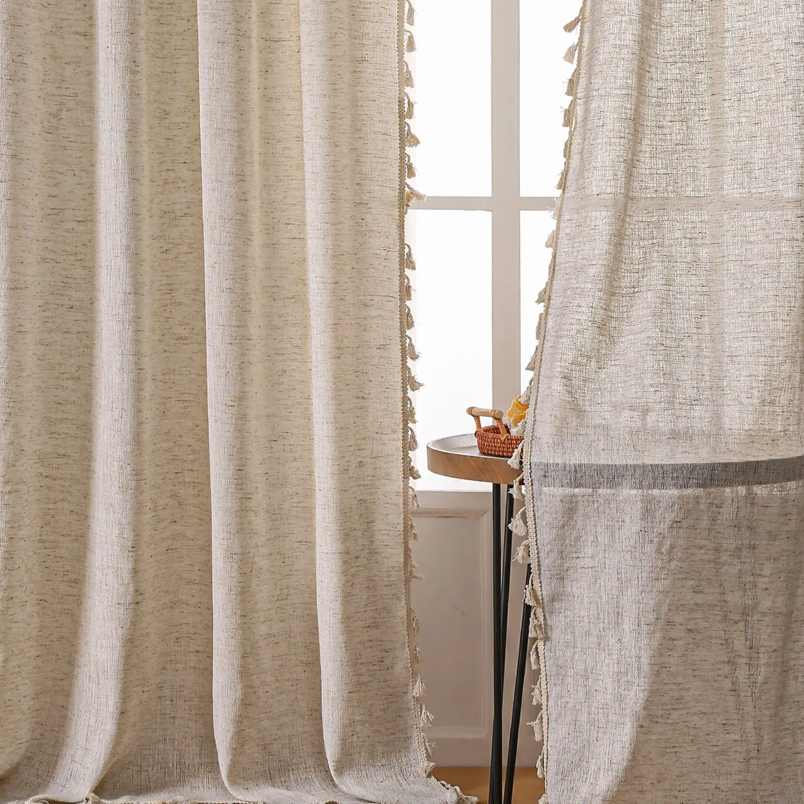 Linen Curtain Eyelet - Boho Linen Semi Blackout Curtains 1