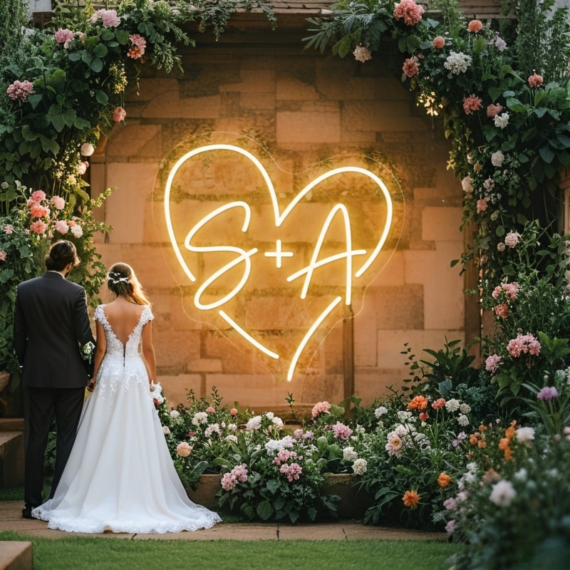 Interior Design Names - Custom Initials Heart LED Neon Sign,