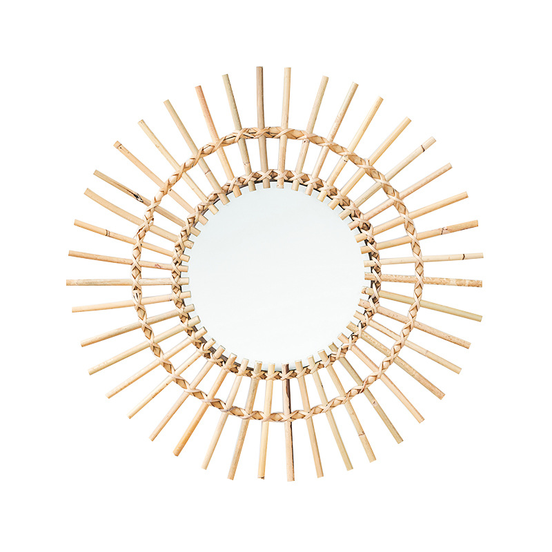 Rattan Mirror Round - Rattan hanging wall Nordic homestay makeup
