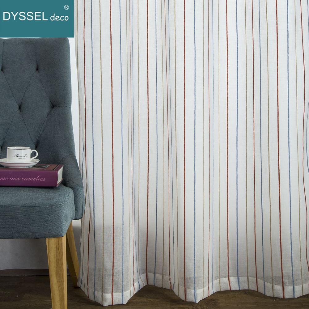 Linen Curtain Eyelet - Modern White Striped Linen Sheer Curtain