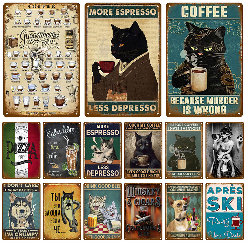 Interior Design Poster - Retro Tin Sign Vintage Metal Signs