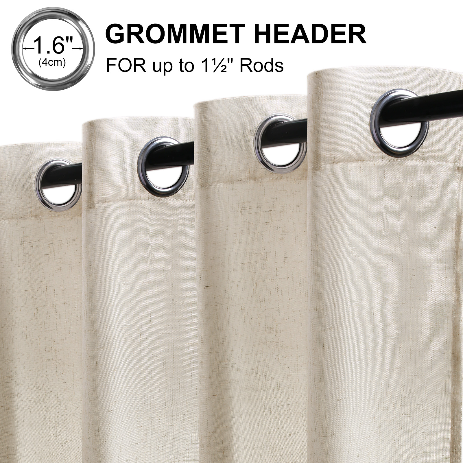 Beige Voile Curtains 2 Panels  - Linen Curtain Eyelet review and price