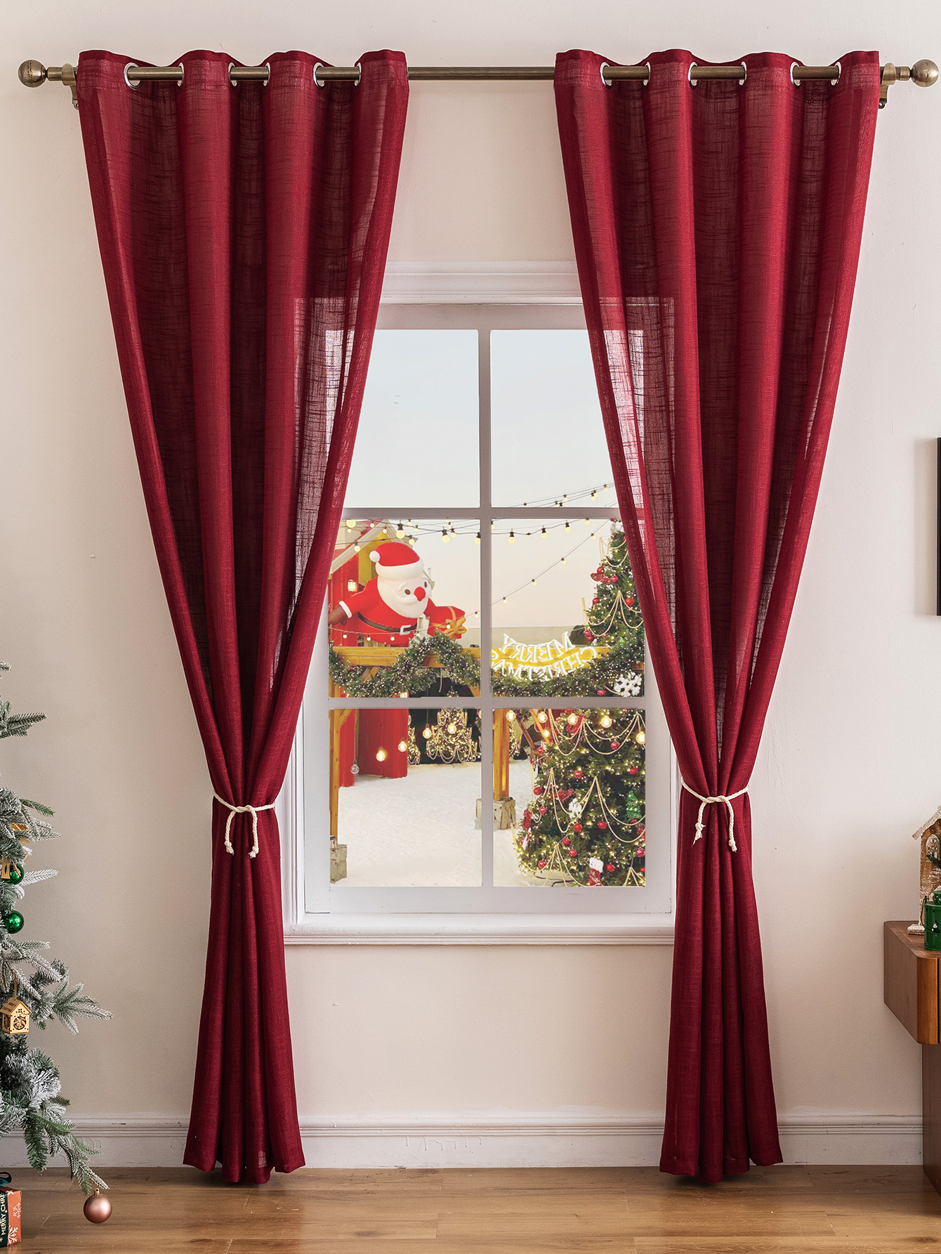 Red Linen Curtains for Living  - Linen Curtain Eyelet review and price