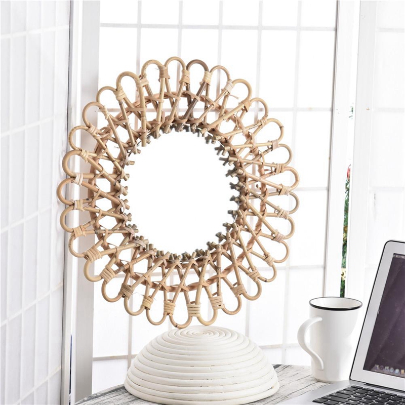 40Cm Nordic Wicker Wall-Mounte - Rattan Mirror Round review and price