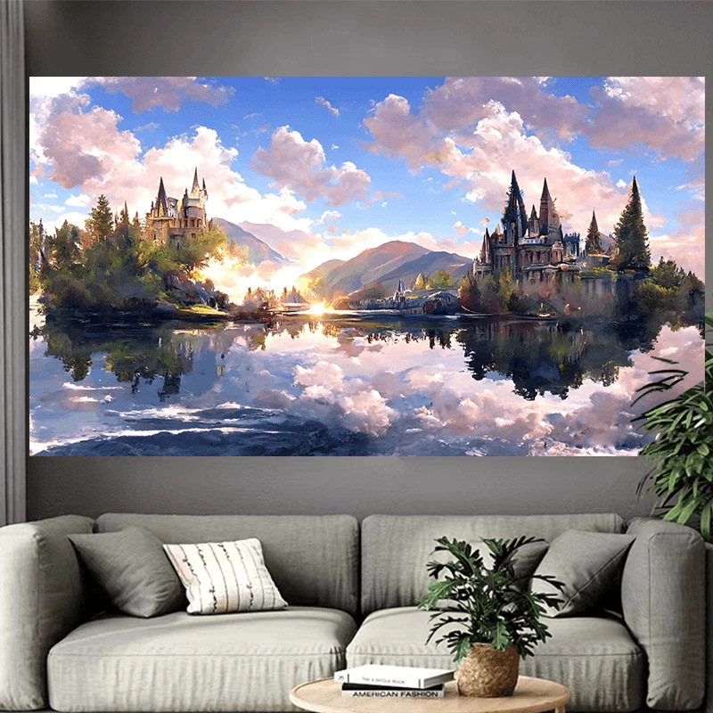 Castle Lake Wall Tapestry Fant - Interior Design Poster review and price