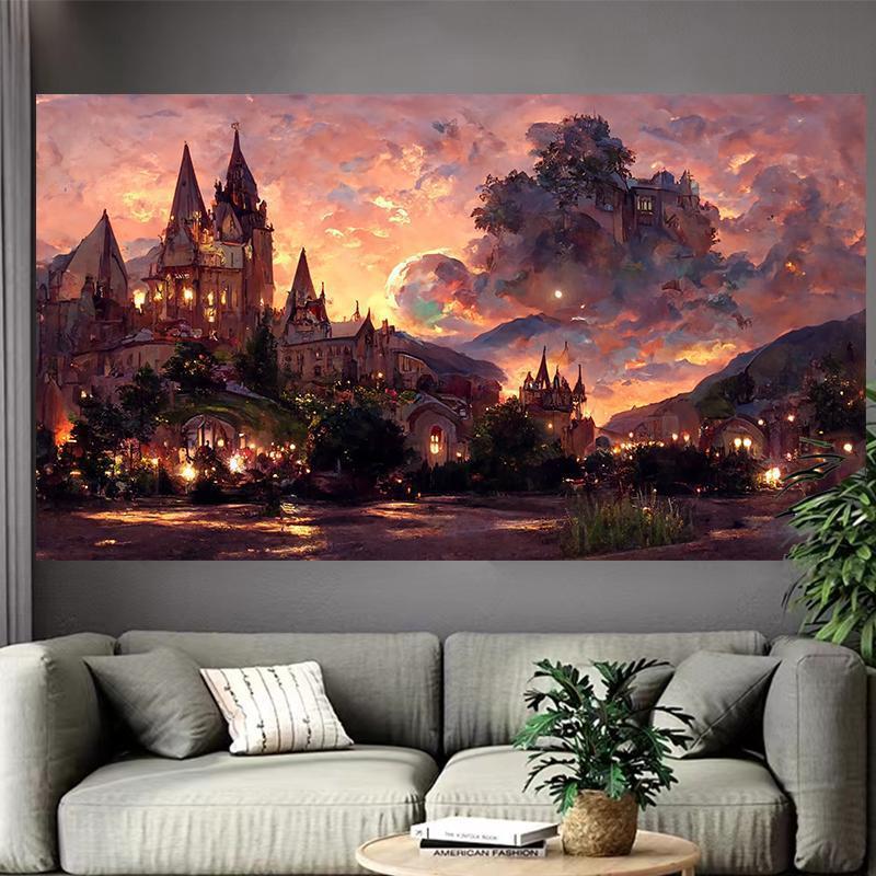 Castle Lake Wall Tapestry Fant - Interior Design Poster review and price