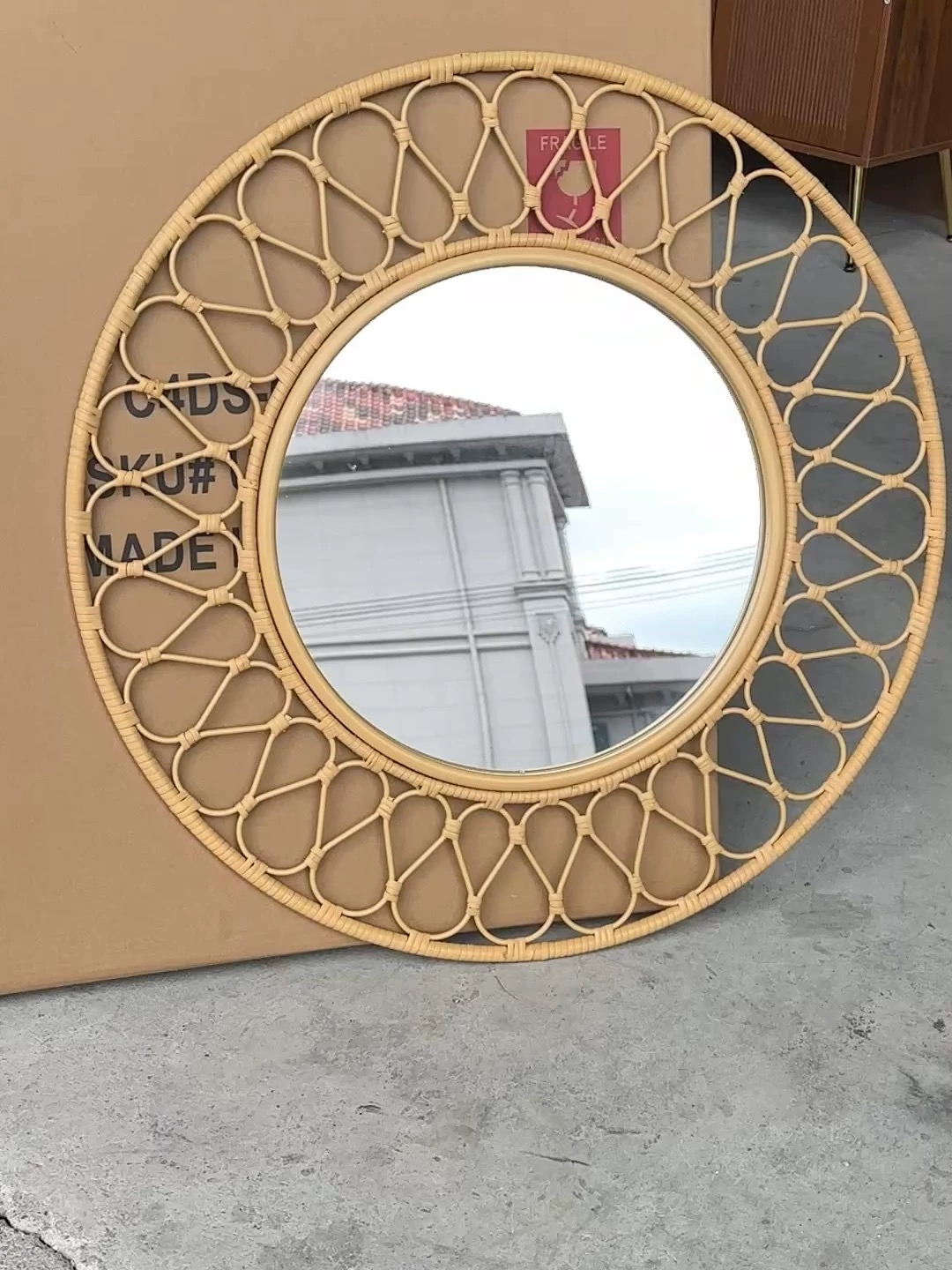 Round Rattan Wall Mirror, Natu - Rattan Mirror Round review and price