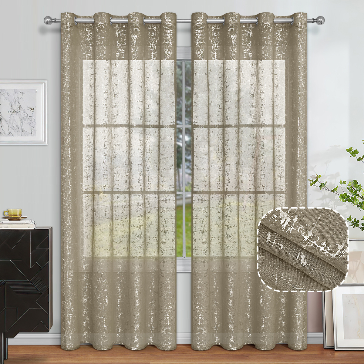 Curtain Silver Printed Grommet - Linen Curtain Eyelet review and price
