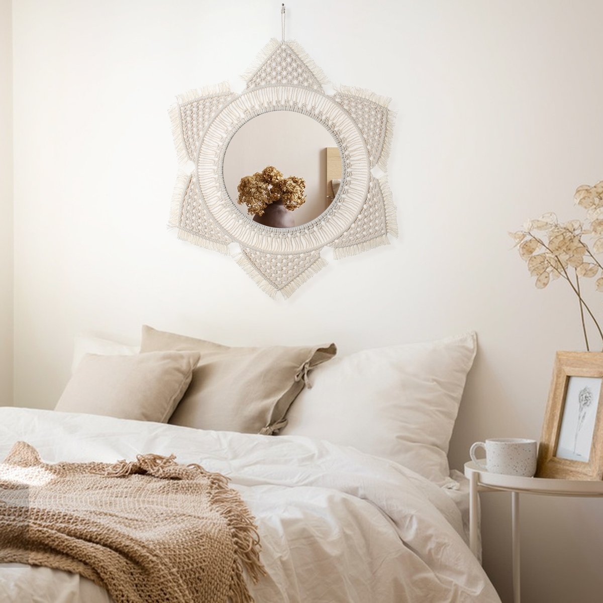 Boho Macrame Round Mirror Deco - Rattan Mirror Round review and price