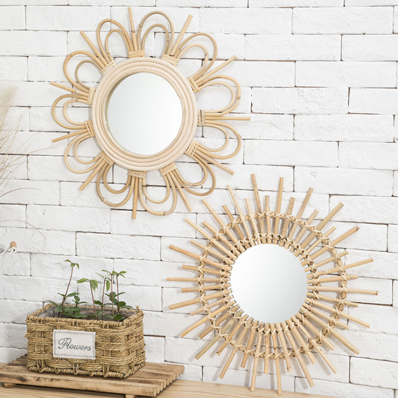 Hanging Mirror Rattan Sunflowe - Rattan Mirror Round review and price