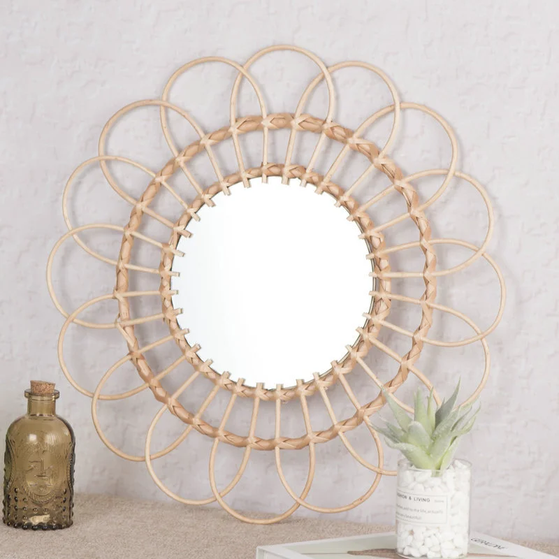 Hanging Mirror Rattan Sunflowe - Rattan Mirror Round review and price