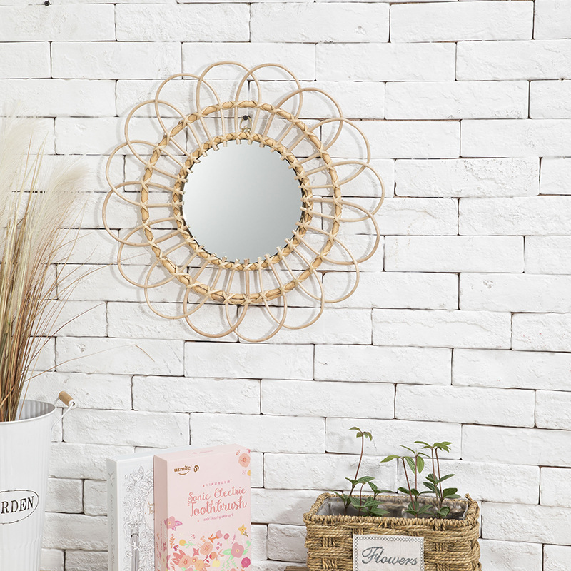 Hanging Mirror Rattan Sunflowe - Rattan Mirror Round review and price