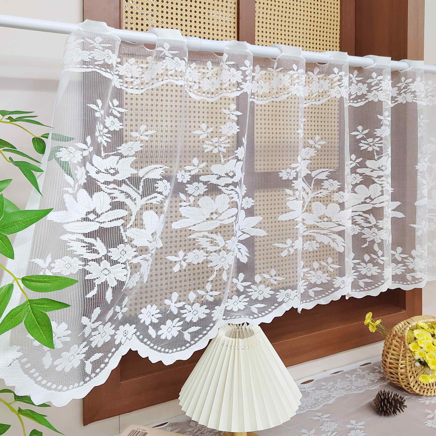Jacquard Lace Short Curtain Ey - Linen Curtain Eyelet review and price