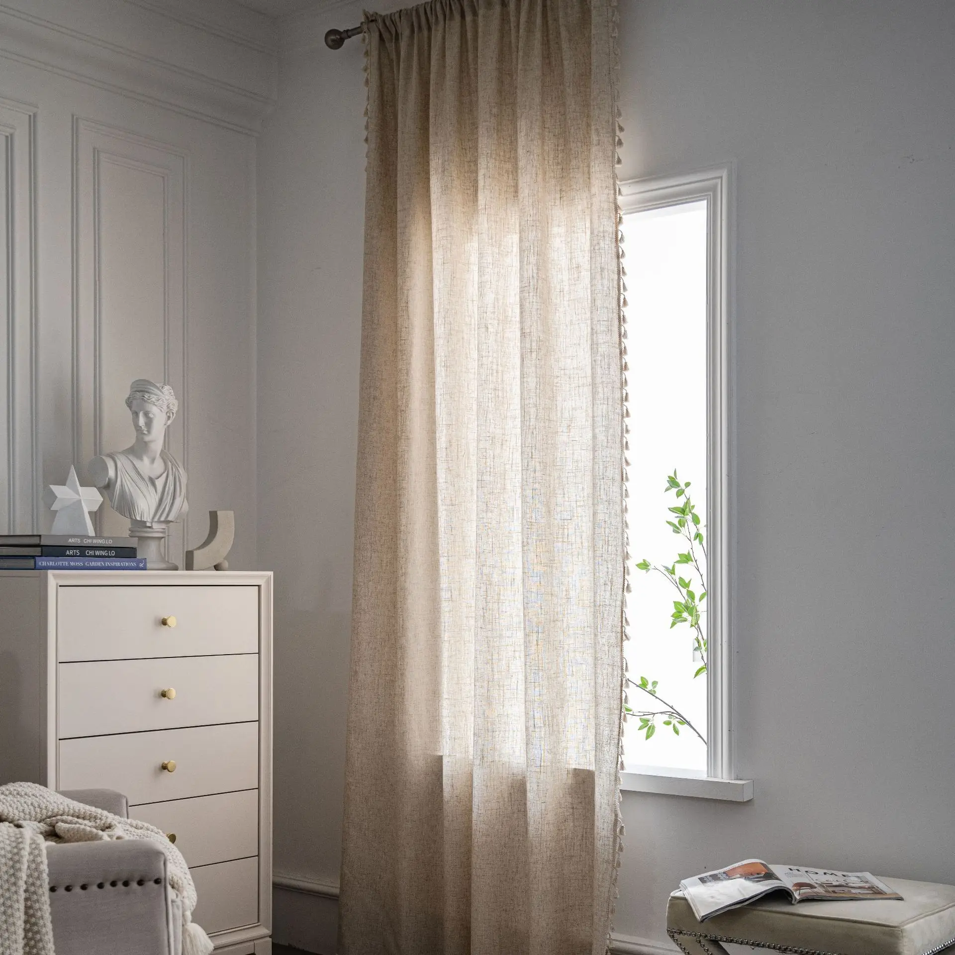 Boho Linen Semi Blackout Curta - Linen Curtain Eyelet review and price