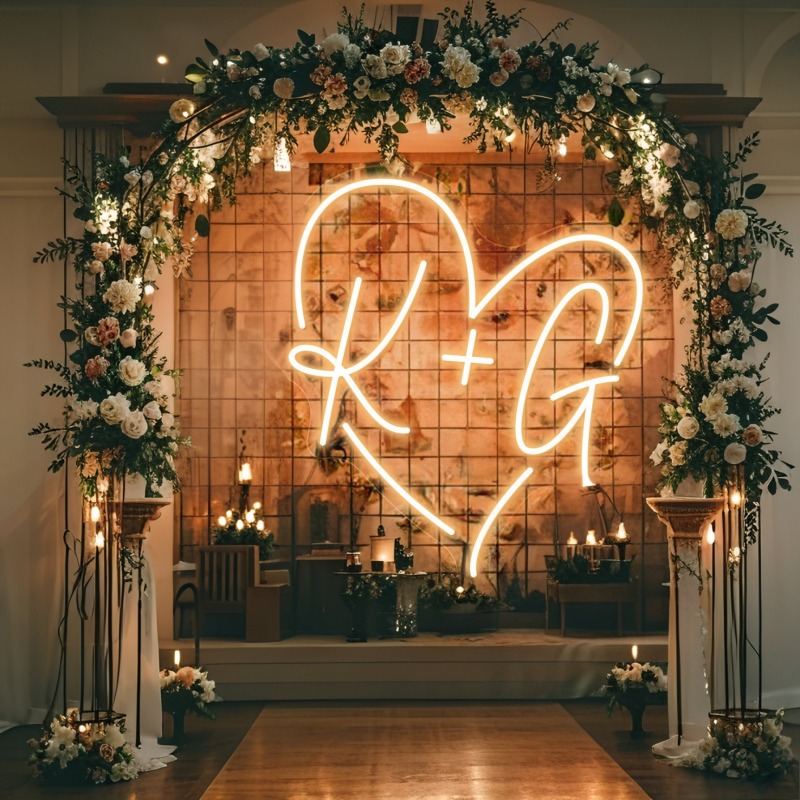 Custom Initials Heart LED Neon - Interior Design Names review and price