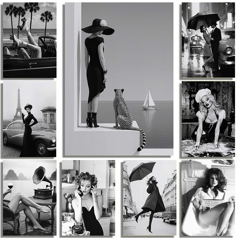 Black And White Fashion Street - Interior Design Poster review and price