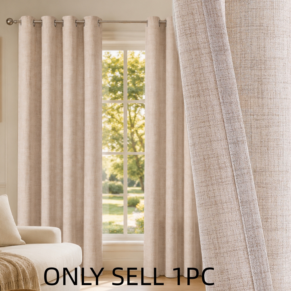 Light Beige Faux Linen Blackou - Linen Curtain Eyelet review and price