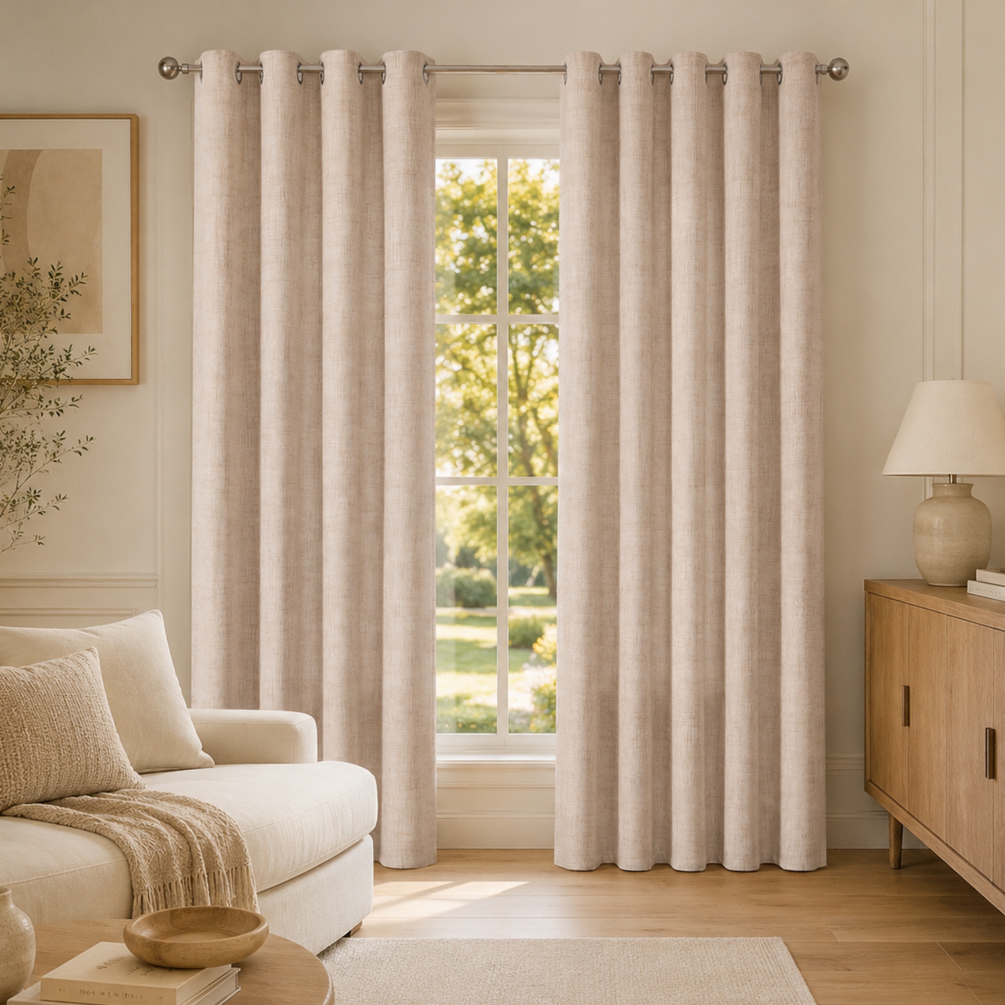 Light Beige Faux Linen Blackou - Linen Curtain Eyelet review and price