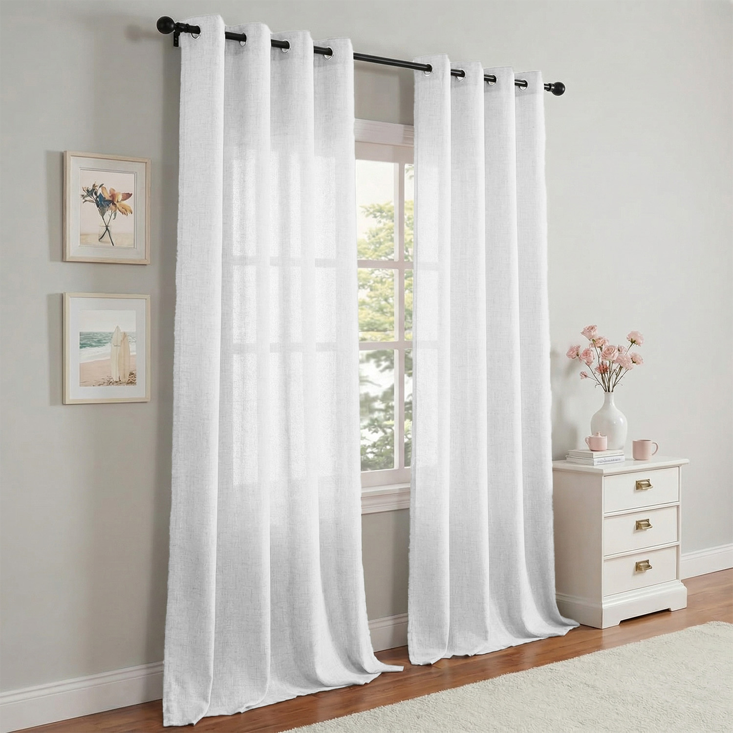 1 Piece, Solid Color Bohemian  - Linen Curtain Eyelet review and price