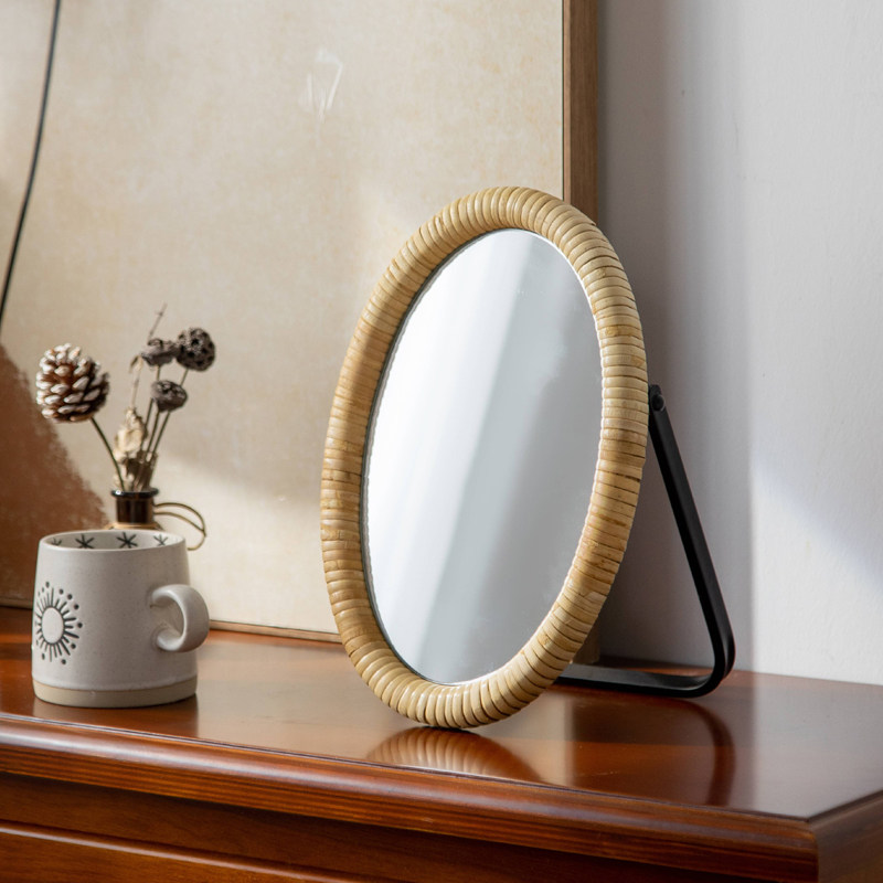 Rattan table bracket makeup ta - Rattan Mirror Round review and price