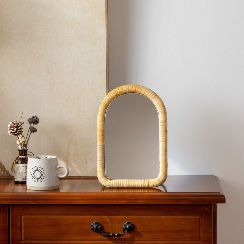 Rattan table bracket makeup ta - Rattan Mirror Round review and price