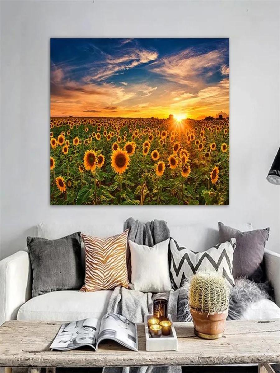 Sunflower Landscape Canvas Art - Interior Design Poster review and price