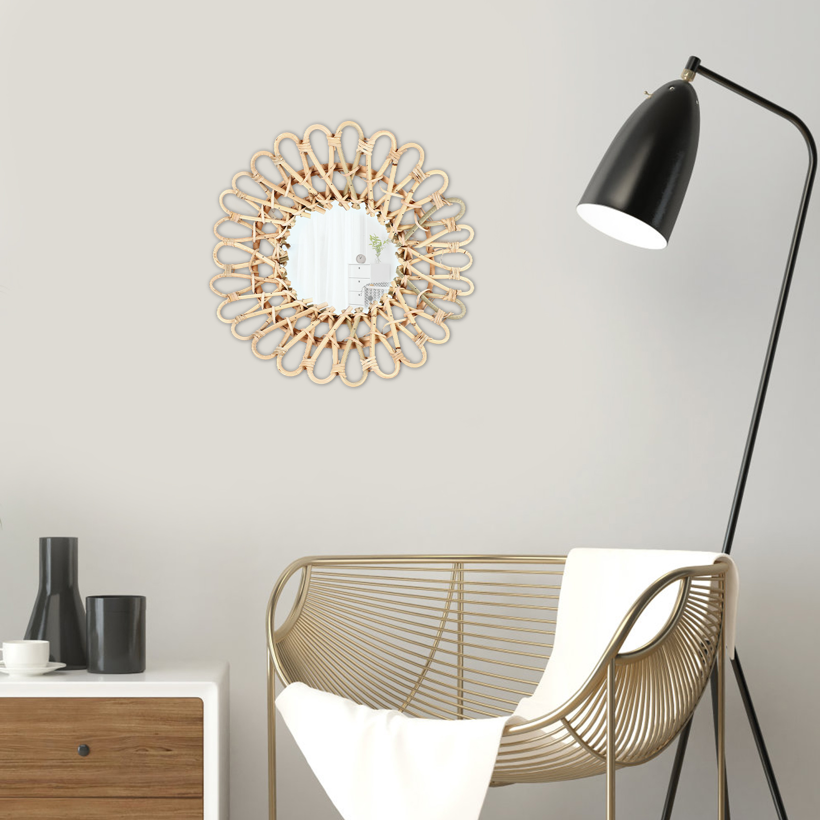 40cm Large Rattan Mirror Wall  - Rattan Mirror Round review and price