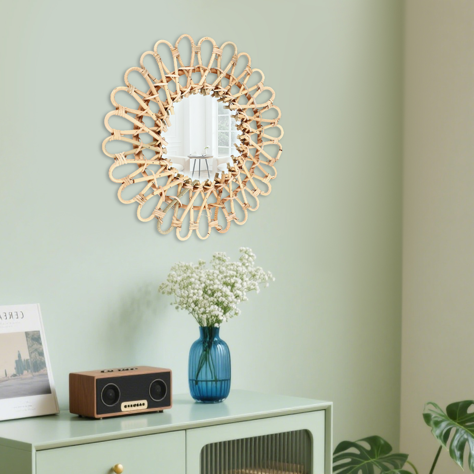 40cm Large Rattan Mirror Wall  - Rattan Mirror Round review and price