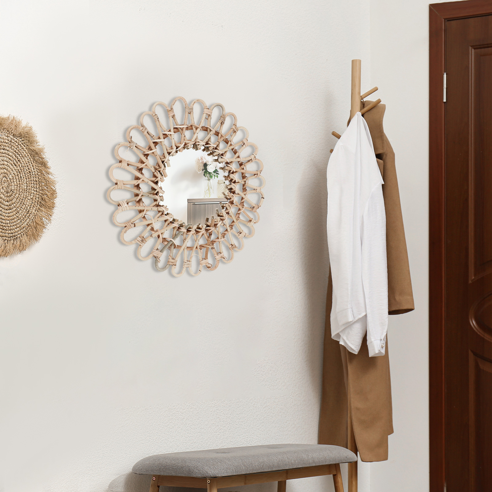 40cm Large Rattan Mirror Wall  - Rattan Mirror Round review and price