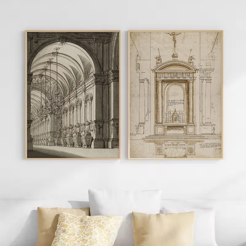 Vintage Drawing Sketch Geometr - Interior Design Poster review and price