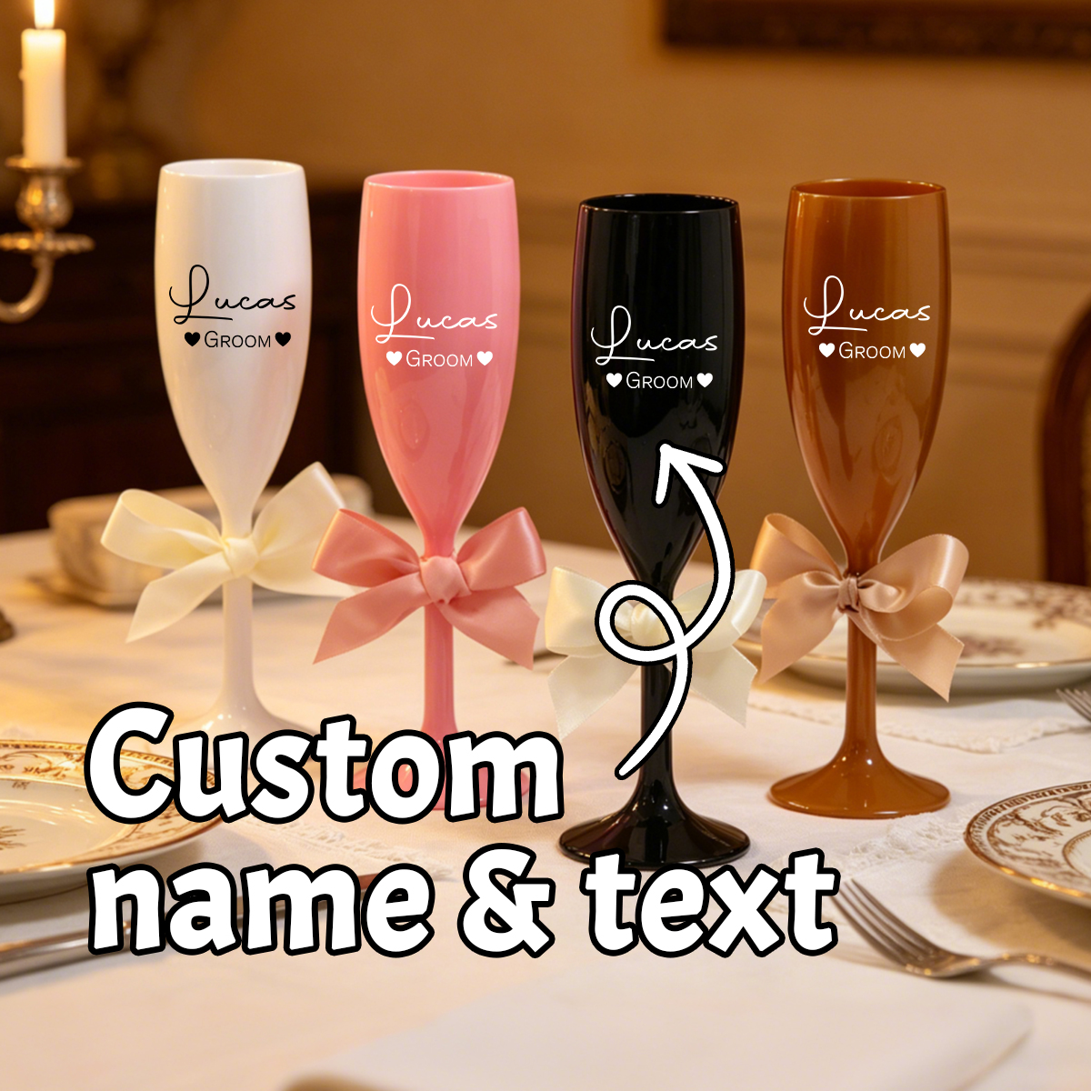 Custom Name Champagne Flute, P - Interior Design Names review and price